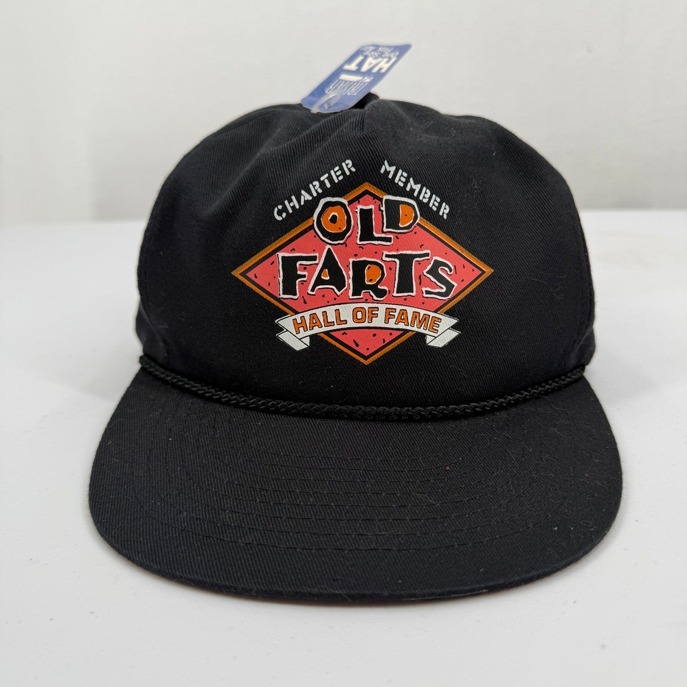 Old Farts Hall of Fame Charter Member Snapback Hat Mens OSFM Black Rope Cap